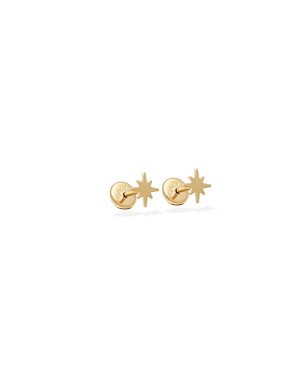 Brinco TP Estrela 8 Pontas Lisa 6mm  - 00 - 6mm x 6mm - 0.37gr