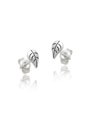 Brinco AG (Envelhecido) Folha Abauladinha Estampada 6mm  - G5 - 4mm x 6mm - 0.53gr