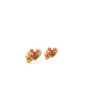 Brinco Coracao 7mm c/ Flores (Resina) - 00 - 8mm x 8mm - 0.90gr