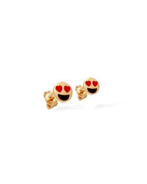 Brinco Emoji Apaixonado (Coracao Vermelho/Boca Preta) - 00 - 6mm x 6mm - 0.75gr