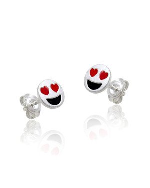 Brinco AG Emoji Apaixonado (Coracao Vermelho/Boca Preta) - G5 - 6mm x 6mm - 0.74gr