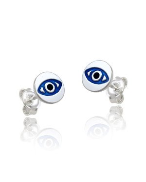 Brinco AG Redondo 6mm c/ Olho Grego p/ Resina (Azul/Preto) - G5 - 6mm x 6mm - 0.78gr