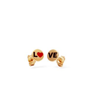 Brinco Redondo 6mm LOVE (Preto) Coracao (Vermelho) - 00 - 6mm x 6mm - 0.72gr