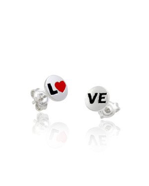 Brinco AG Redondo 6mm LOVE (Preto) Coracao (Vermelho) - G5 - 6mm x 6mm - 0.74gr