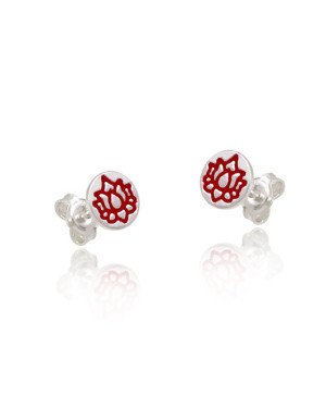 Brinco AG Redondo 6mm Flor de Lotus p/ Resina - G5 - 6mm x 6mm - 0.80gr