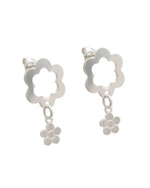 Brinco AG Tranca Flor Vazada p/ Flor Reta  - G3 - 13mm x 21mm - 1.49gr