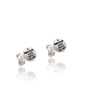 Brinco AG "A Felicidade Mora Dentro de Mim" - G5 - 4mm x 4mm - 1.01gr