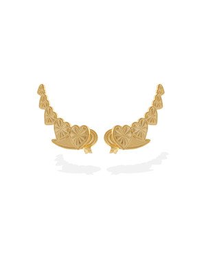 Brinco Ear Cuff c/ 5 Coracoes Diamantados - 00 - 8mm x 31mm - 3.16gr