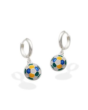 Brinco AG Argolinha Fundida Bola "Cores da Bandeira" - G6 - 11mm x 23mm - 3.42gr