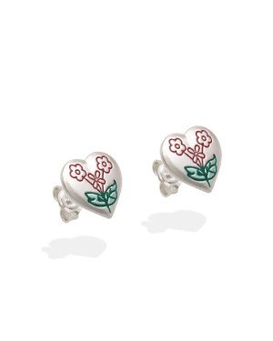 Brinco AG Coracao 10mm c/ Flor p/ Resina  - G3 - 11mm x 10mm - 1.58gr