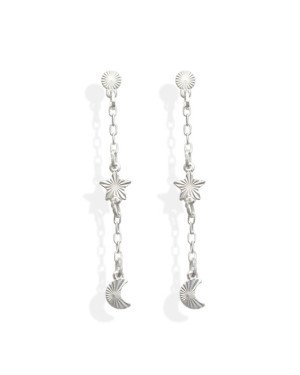 Brinco AG Redondo Estrela Lua Diamantados  - G3 - 4mm x 44mm - 1.52gr
