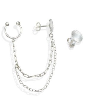 Brinco AG 1 Lado Red. Diamantado / 1 Lado Red. c/ Cor. e Piercing - G6 - 11mm x 96mm - 2.43gr