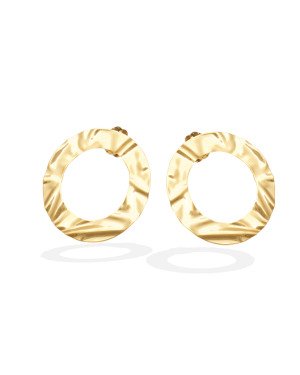Brinco Argola Vaz Textura Organica  - 00 - 28mm x 28mm - 2.92gr