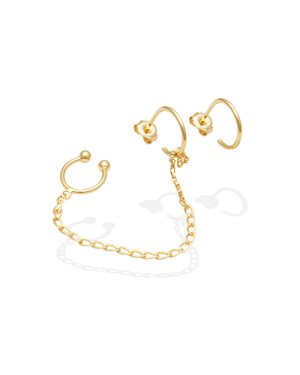 Brinco (1 Lado) Argola c/ Corrente e Piercing  (1 Lado) Argola  - 00 - 12mm x 114mm - 2.00gr