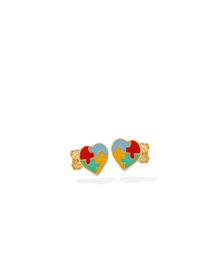Brinco Coracao Quebra-Cabeca (Autismo)  - 00 - 11mm x 10mm - 1.33gr