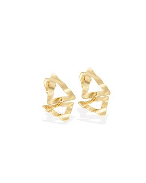 Brinco c/ 2 Triangulos Vazados Textura Organica  - 00 - 13mm x 25mm - 1.51gr