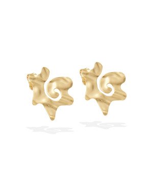 Brinco Estrela Irregular Textura Organica  - 00 - 21mm x 19mm - 3.36gr