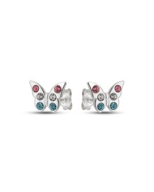 Brinco AG Borboleta 10X7.5mm p/ 12 Pedras Coloridas - G5 - 10mm x 8mm - 1.03gr