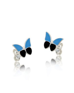 Brinco AG Borboleta 10X7.5mm p/ Resina  (Azul e Preto) - G5 - 10mm x 8mm - 0.91gr