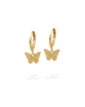 Brinco Argolinha c/ Borboleta 10X7.5mm Diamantada - 00 - 10mm x 20mm - 1.49gr
