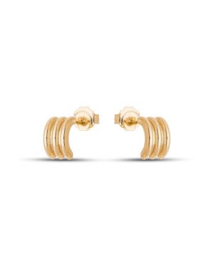 Brinco Meia Argola Usinada 10x6 c/ 3 Faixas Lisas - 00 - 10mm x 6mm - 2.05gr