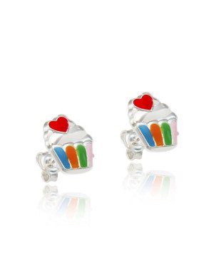 Brinco AG Cupcake 10mm c/ Coracao p/ Resina  - G6 - 9mm x 11mm - 1.30gr