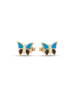 Brinco Borboletinha Estampada p/ Resina (Azul e Preto) - 00 - 8mm x 6mm - 0.60gr