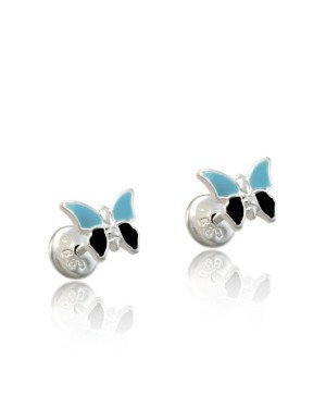 Brinco AG TP Borboletinha Estampada p/ Resina (Azul e Preto) - G6 - 8mm x 6mm - 0.78gr