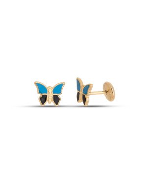 Brinco TP Borboletinha Estampada p/ Resina (Azul e Preto) - 00 - 8mm x 6mm - 0.60gr