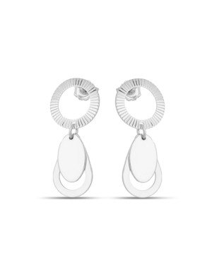 Brinco AG Redondo Vaz Diamantado p/ Gota Vaz c/ Oval Liso - G3 - 13mm x 30mm - 3.17gr