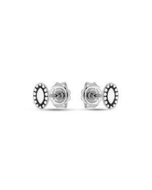 Brinco AG Oval 6mm Meio Liso Borda Bolinhas Macico  - G6 - 4mm x 6mm - 0.68gr