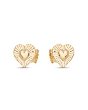 Brinco Coracao 10mm Centro Abaulado Borda Diamantada  - 00 - 11mm x 10mm - 1.35gr