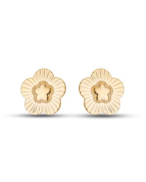 Brinco Flor 13mm Centro Abaulado Borda Diamantada - 00 - 13mm x 13mm - 1.97gr