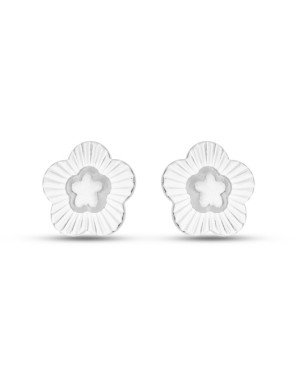 Brinco AG Flor 13mm Centro Abaulado Borda Diamantada - G3 - 13mm x 13mm - 2.53gr
