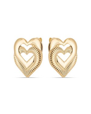 Brinco Dois Coracoes 18mm Liso e Caracol - 00 - 17mm x 18mm - 1.99gr