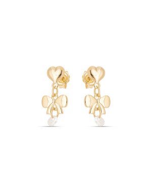 Brinco Coracao Abaulado p/ Laco Macico c/ Zirconia  - 00 - 10mm x 20mm - 1.90gr