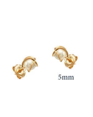 Brinco Gaiola 5mm c/ Perola  - 00 - 6mm x 6mm - 0.90gr