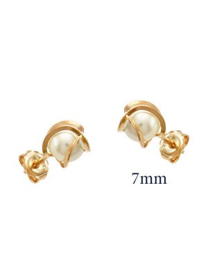 Brinco Gaiola 7mm c/ Perola  - 00 - 8mm x 8mm - 1.20gr