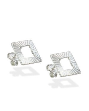 Brinco AG Quadrado Diamantado Vazado 9mm  - G5 - 9mm x 9mm - 1.13gr