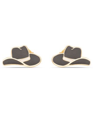 Brinco Chapeu 13mm c/ Resina (Preto e Branco)  - 00 - 20mm x 11mm - 1.40gr
