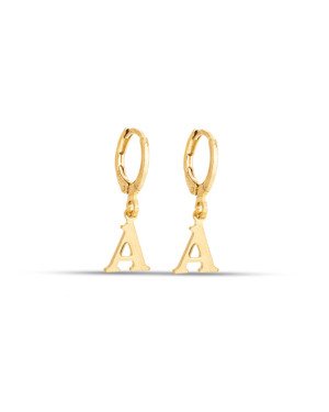 Brinco Argolinha c/ Letra Lisa 1-045A  - 00 - 12mm x 22mm - 1.40gr