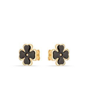 Brinco Trevo 12mm Borda Lisa c/ Resina (Bolinha Meio) - 00 - 12mm x 12mm - 1.74gr