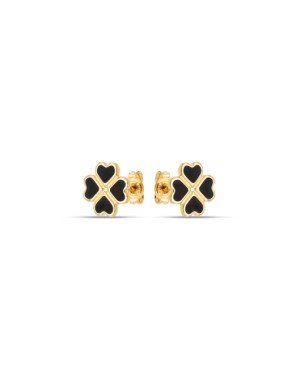 Brinco Trevo Coracao 9mm c/ Resina  - 00 - 9mm x 9mm - 1.10gr