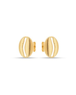 Brinco Buzio Detalhes Ondas 13mm - 00 - 10mm x 13mm - 1.40gr