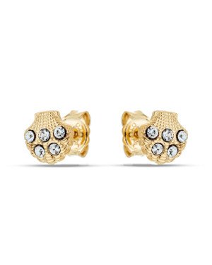 Brinco Concha 8mm c/ 5 Pedras Cristal - 00 - 8mm x 8mm - 0.90gr