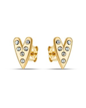 Brinco Coracao Comprido 12mm c/ 6 Pedras Cristal - 00 - 8mm x 12mm - 1.20gr