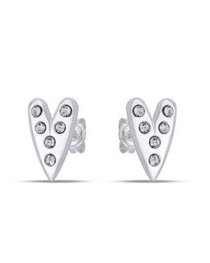 Brinco AG Coracao Comprido 12mm c/ 6 Pedras Cristal - G5 - 8mm x 12mm - 1.17gr