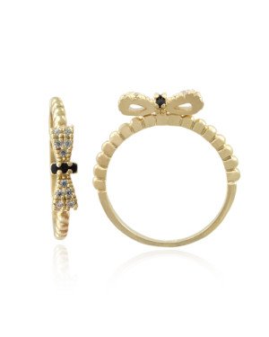 Anel Fundicao - 17 Zirconia - Aro c/ Bolas e Laco - 00 - 1mm x 1mm - 1.94gr