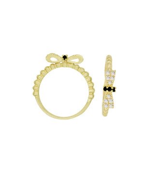Anel Fundicao - 17 Zirconia - Aro c/ Bolas e Laco - 00 - 1mm x 1mm - 1.84gr