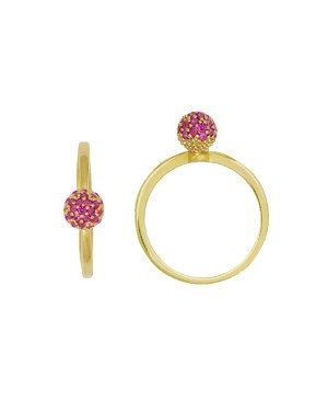 Anel Fundicao - 31 Zirconia - c/ Bola 6mm - Vermelho - 00 - 1mm x 1mm - 2.60gr